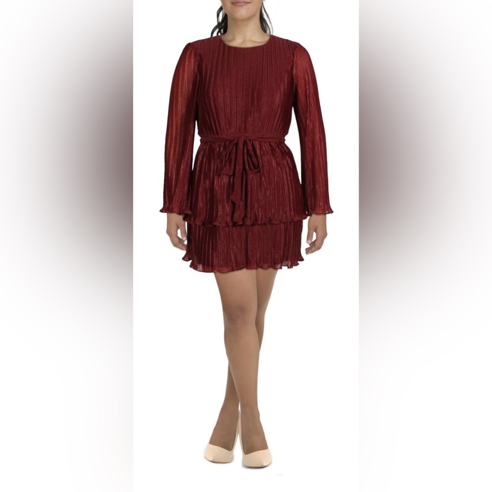 City Studio Long Sleeve Burgundy Dress